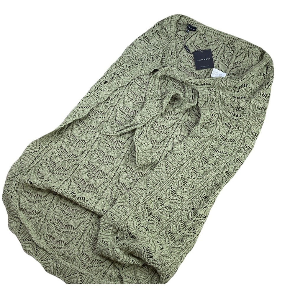 Jluxlabel Cardigan Womens M Shawl Cape Open Knit Overtop Duster Sage Green Top